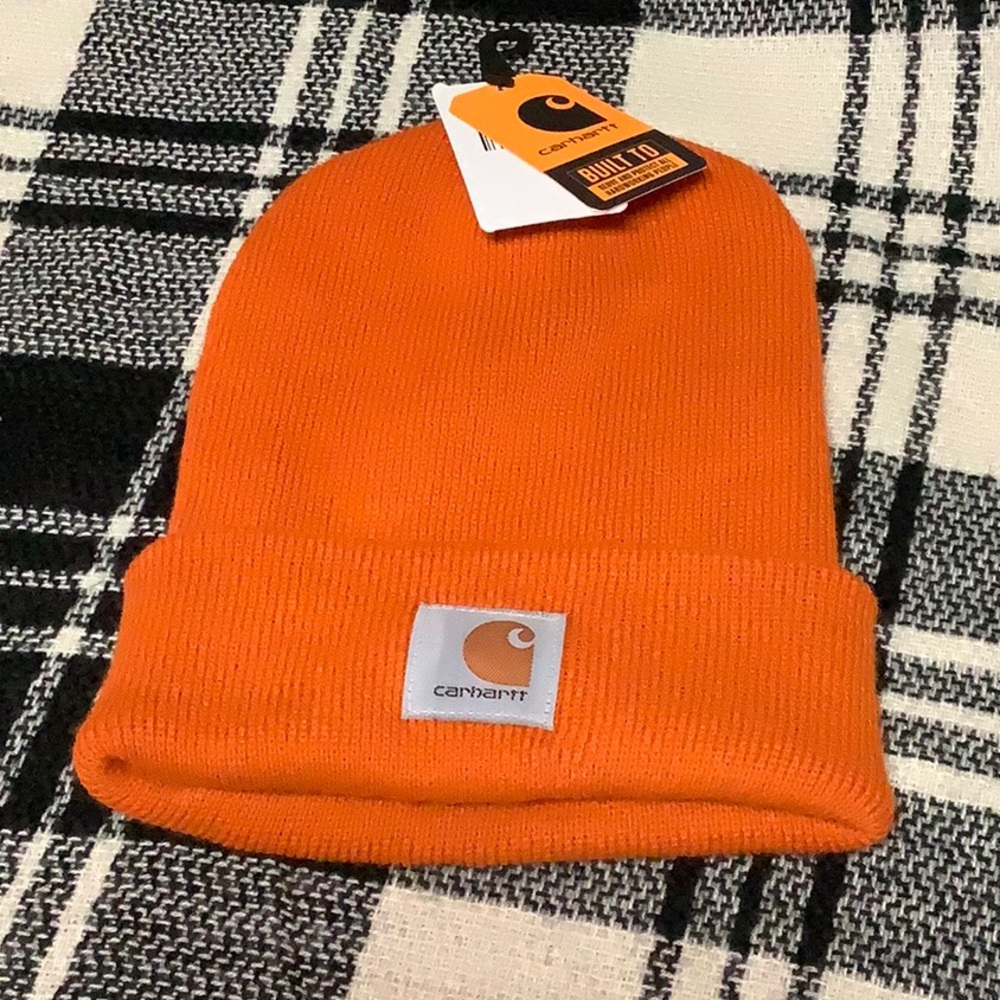 Carhartt orange knit cuffed beanie hat nwt
